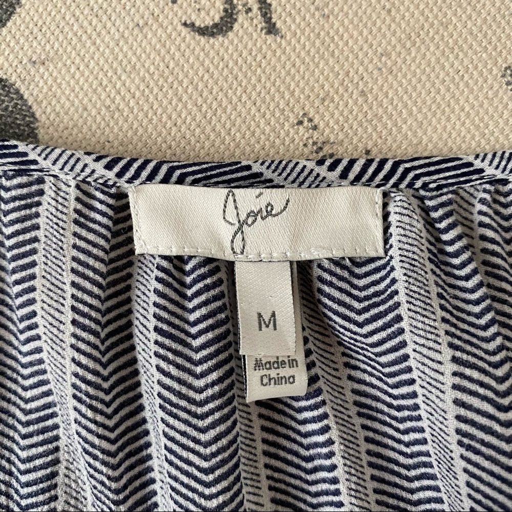 SOLD E Joie Navy White Print V-neck Long Sleeve Blouse - Picture 6 of 7